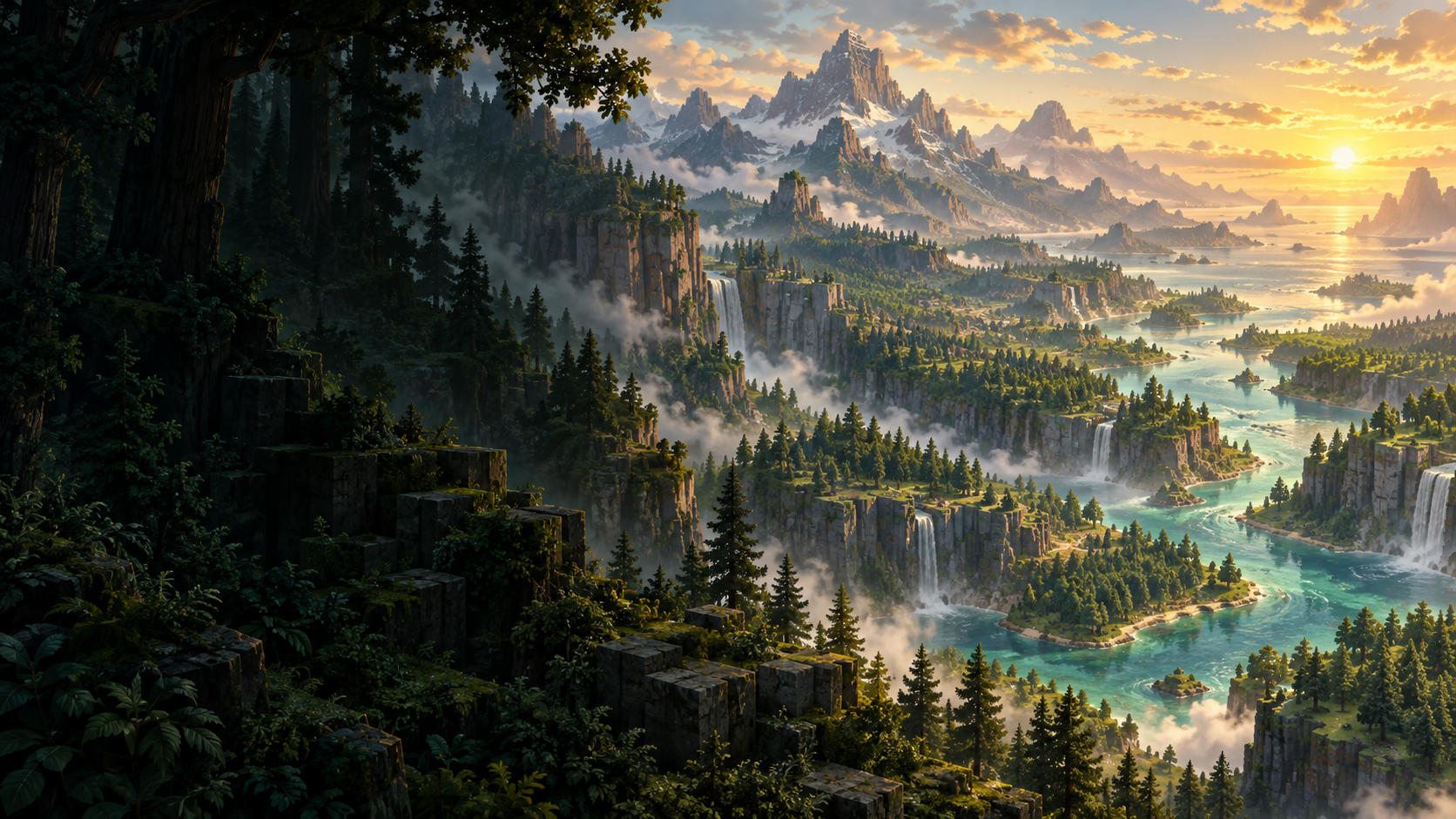 Paysage montagneux de Civoria au lever du soleil